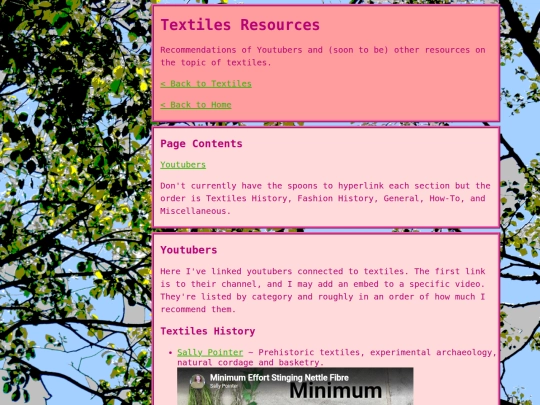 textiles/resources screenshot