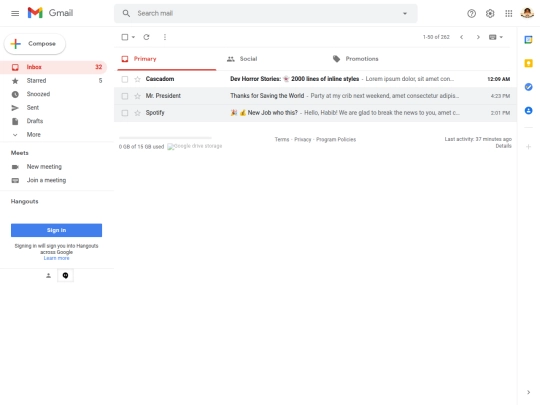 google/gmail screenshot