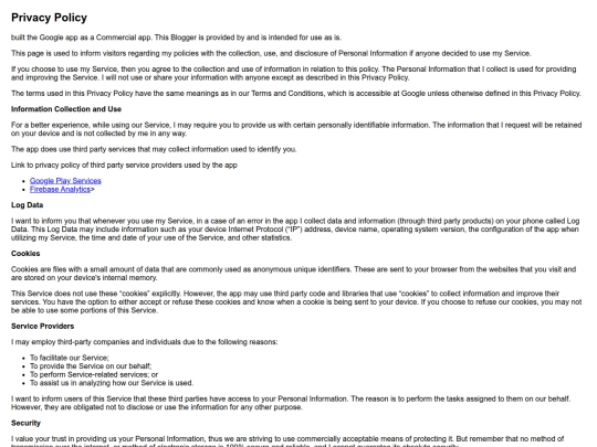 google/stanford/Privacy Policy screenshot