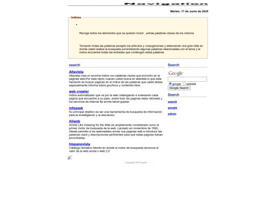 search/catalogos/indices screenshot