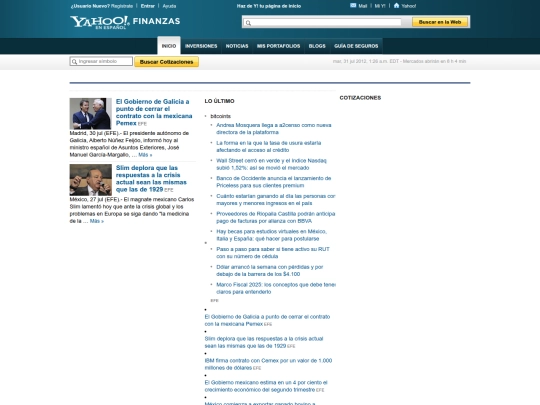 yahoo/biz screenshot