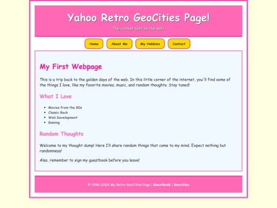 yahoo/geocities/home screenshot