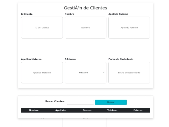 modulos/Sucursal/GestionClientes/viewClientes screenshot