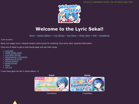 lyric-testing/lyric-index screenshot