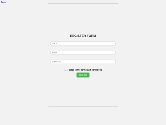 Register form screenshot