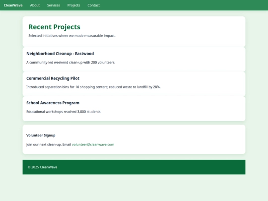 projects screenshot
