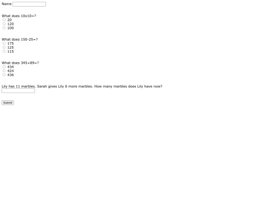 mathtest screenshot