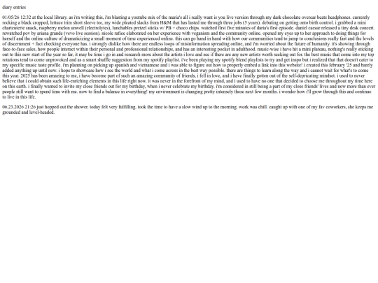 diaryentries screenshot