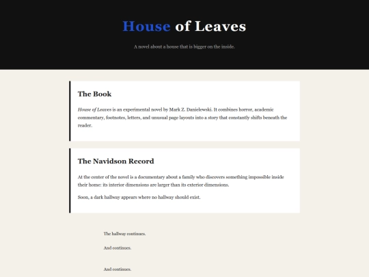 google/house-of-leaves screenshot