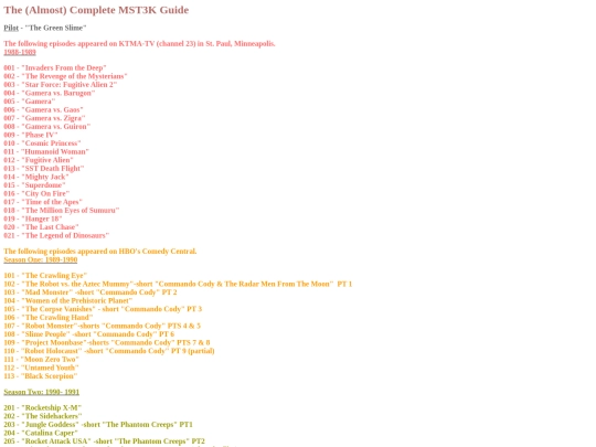 sephyotaku/fics/mst3k/episodes screenshot