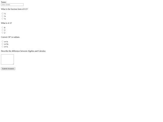 mathtest screenshot