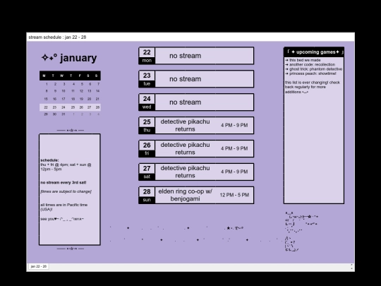 schedule screenshot