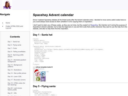 spacehey advent calendar/adventcal screenshot