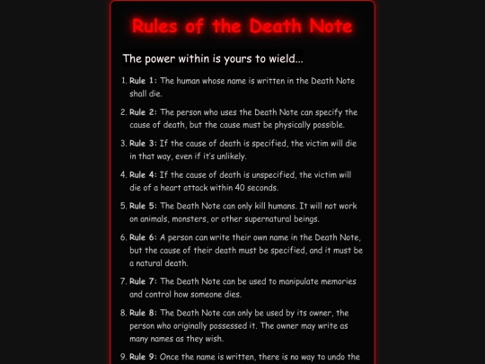 rules screenshot