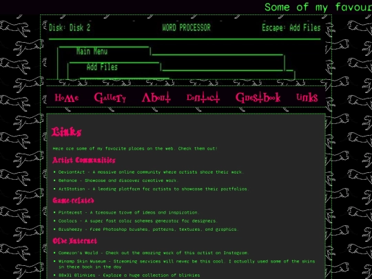 links screenshot
