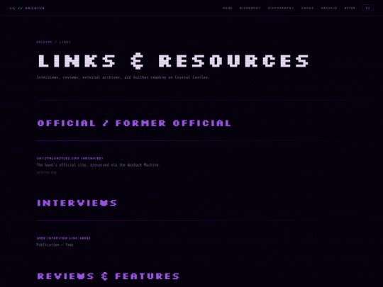 home/links screenshot