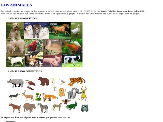 Pagina web/animales screenshot