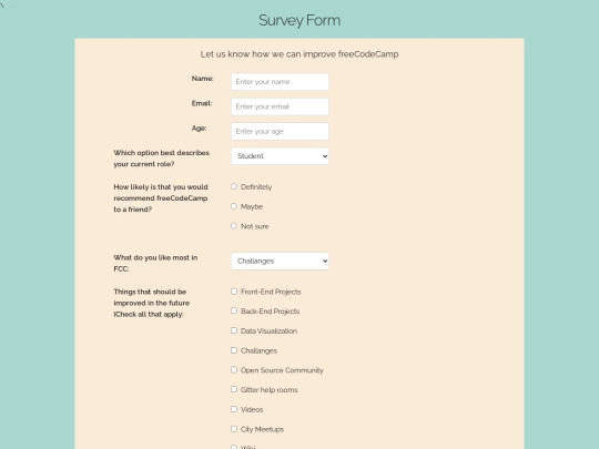 survey form screenshot