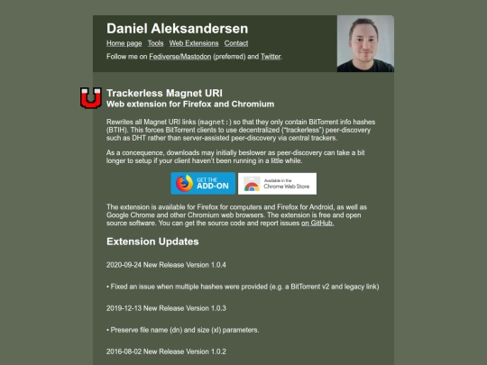 web-extensions/trackerless-magnets screenshot