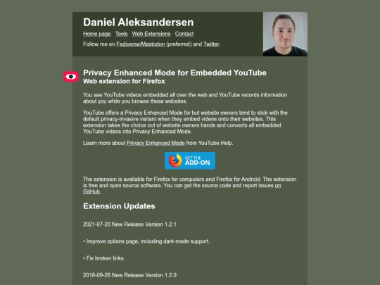 web-extensions/youtube-nocookie screenshot