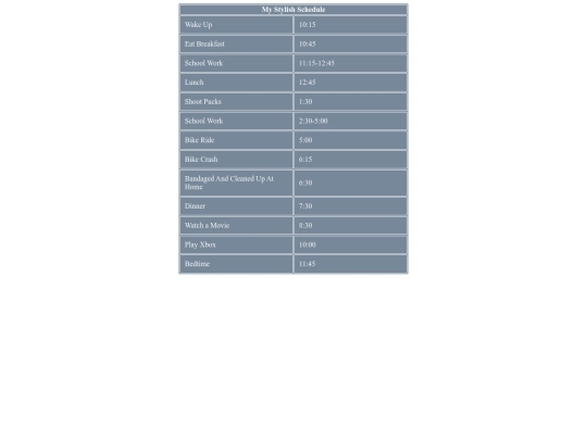 schedule screenshot