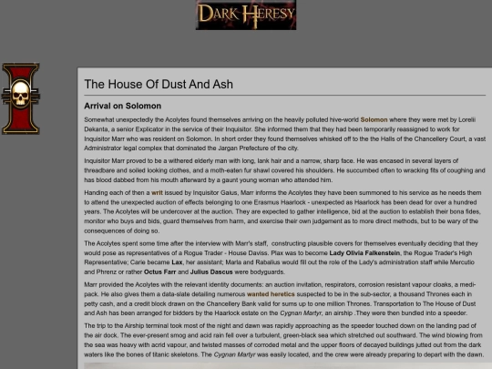 Dark Heresy/dustandashes screenshot