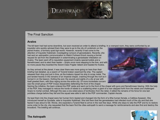 Deathwatch/thefinalsanction screenshot
