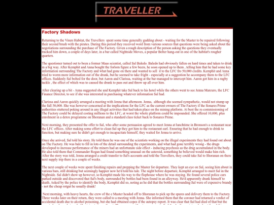 Traveller/factoryshadows screenshot