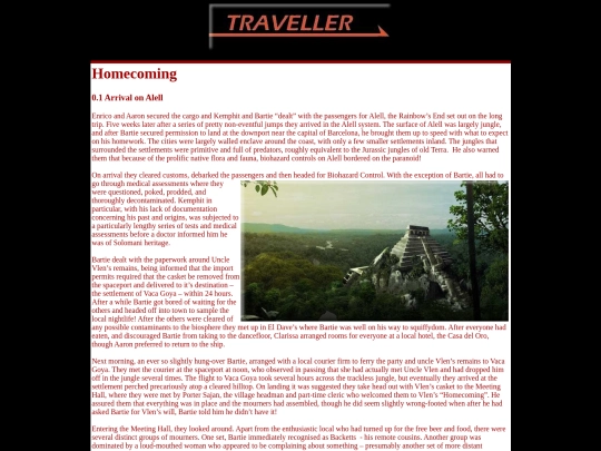 Traveller/homecoming screenshot