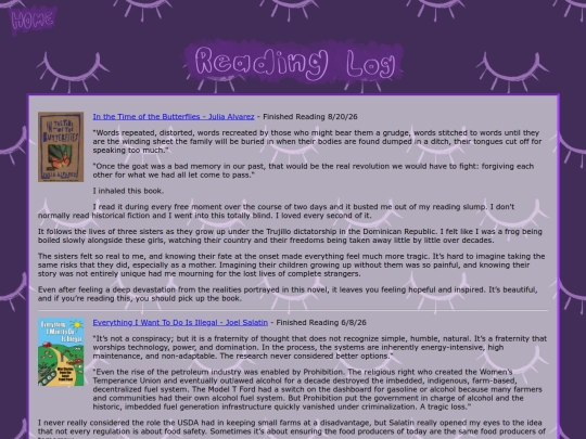 readinglog screenshot