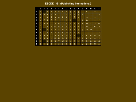 codepages/ebcdic361 screenshot