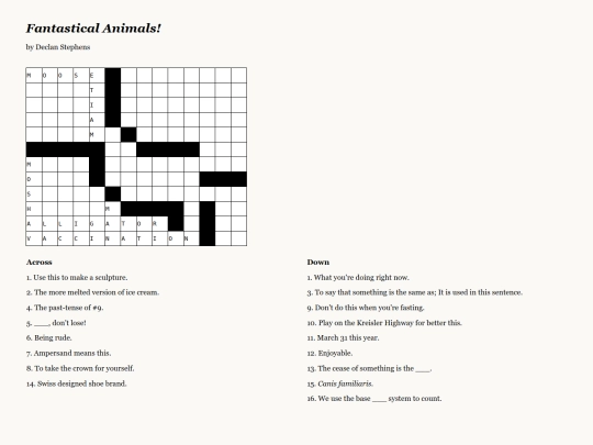 crosswords/Animals1 screenshot