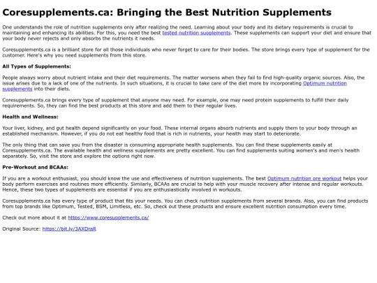Coresupplements.caBringingtheBestNutritionSupplements screenshot