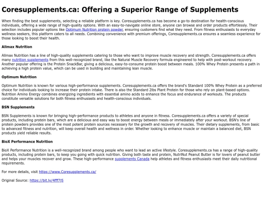 Coresupplements.caOfferingaSuperiorRangeofSupplements screenshot