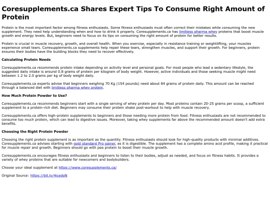 Coresupplements.caSharesExpertTipsToConsumeRightAmountofProtein screenshot