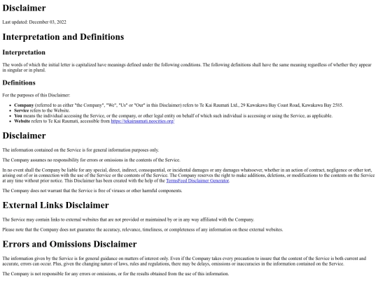 Disclaimer screenshot