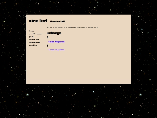 list/zines screenshot
