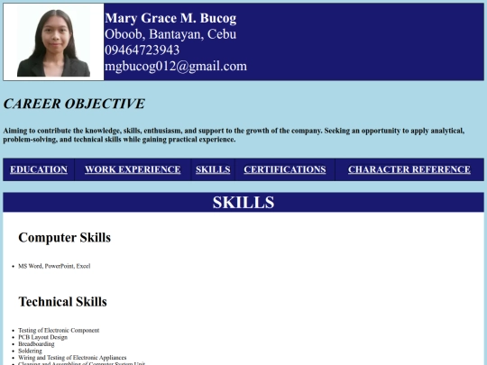 Skills screenshot