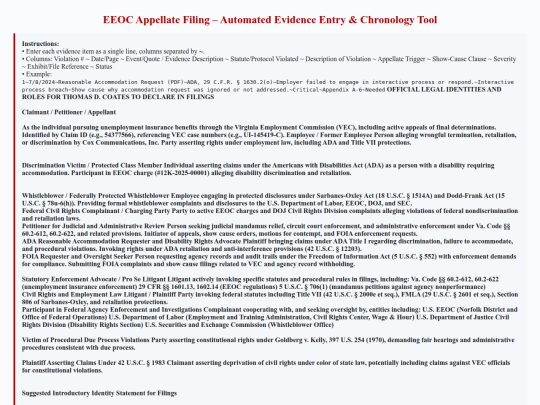 NOW.html/AAAGO/EEOC Appellate Filing – Automated Evidence Toolv4 screenshot