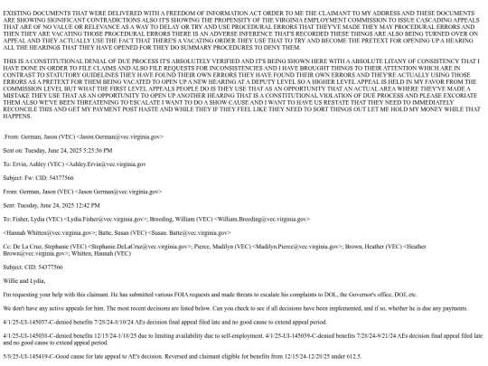NOW.html/AAAGO/VEC denial of due process and evidence of contradiction screenshot