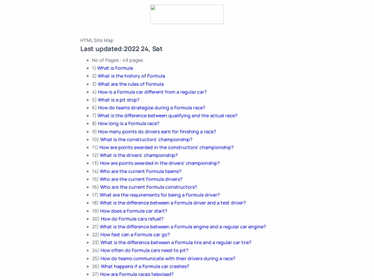 formulaone/sitemap screenshot