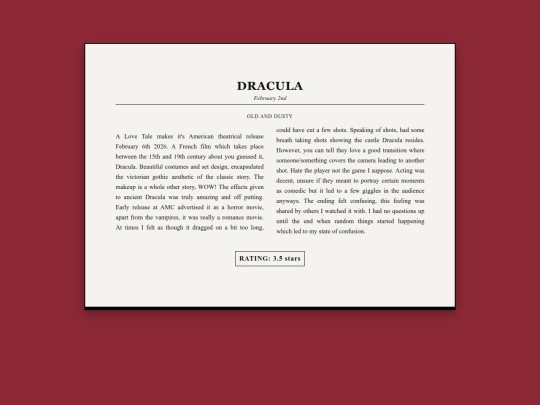 reviews/dracula screenshot