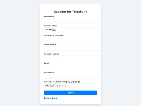 trustFund/register screenshot