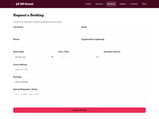 booking screenshot