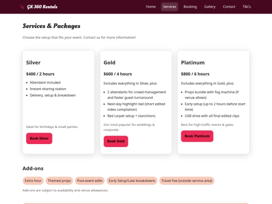 services screenshot