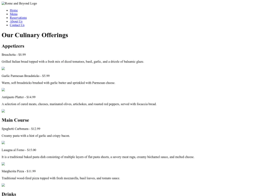 menu screenshot