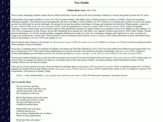yeats screenshot