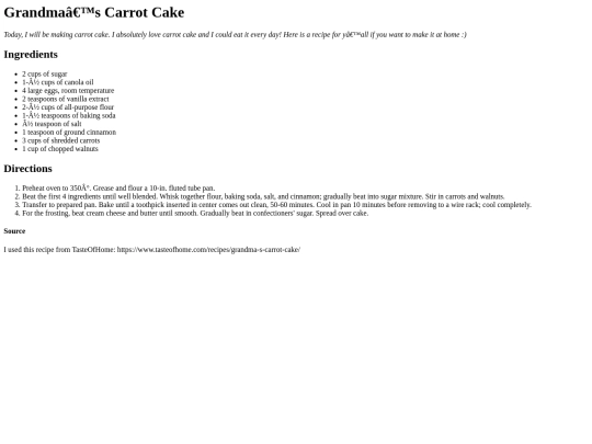 GrandmasCarrotCake screenshot