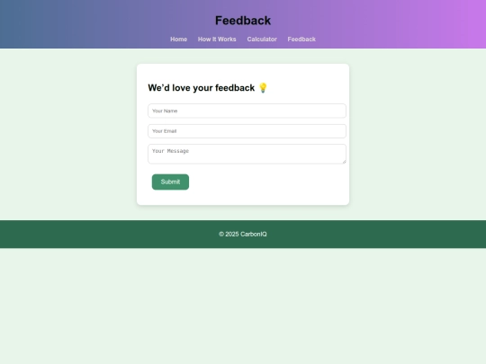 CarbonIQ/feedback screenshot