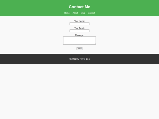 travel blog/contact screenshot